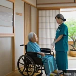 요양병원과 의료보험 적용 한도 - A serene hospital room in a介護療養型病院 (long-term care medical hospital) setting, featuring a Japanese e...