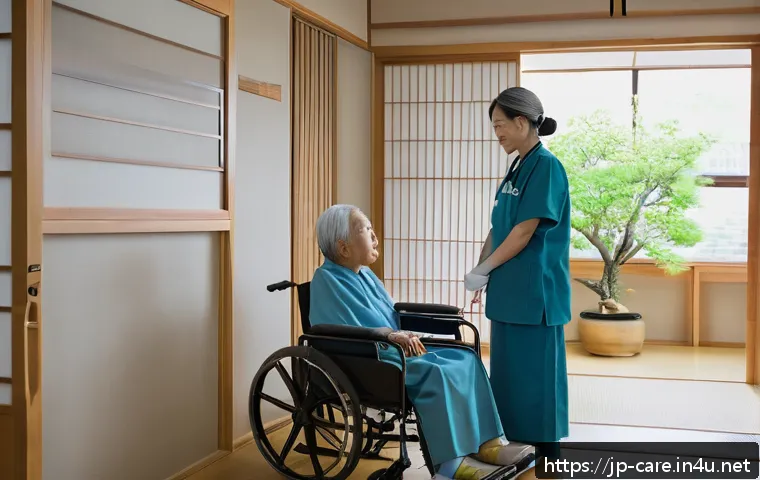 요양병원과 의료보험 적용 한도 - A serene hospital room in a介護療養型病院 (long-term care medical hospital) setting, featuring a Japanese e...