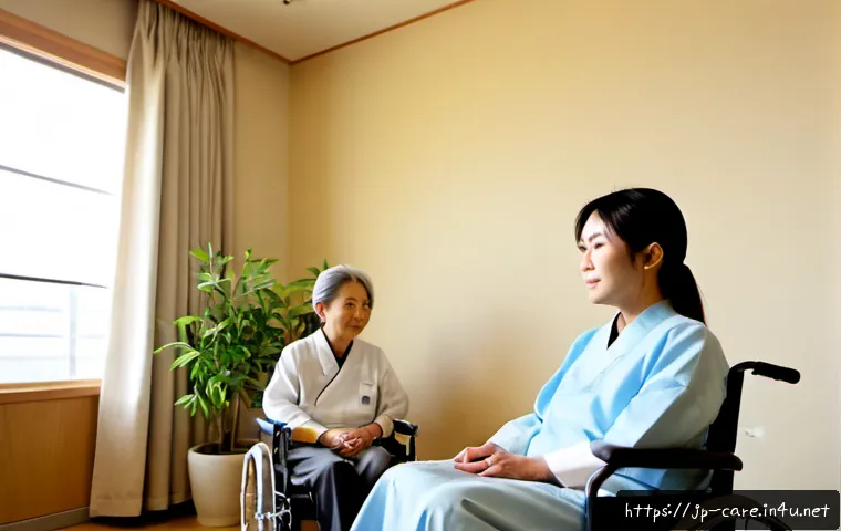 요양병원에서의 심리치료 - Photorealistic psychological therapy session in a modern Japanese long-term care hospital, compassio...