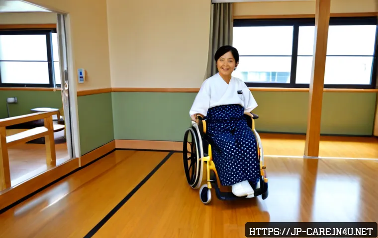 요양병원 시설 견학 후기 - Photorealistic interior of a modern Japanese long-term care hospital during a guided facility tour, ...